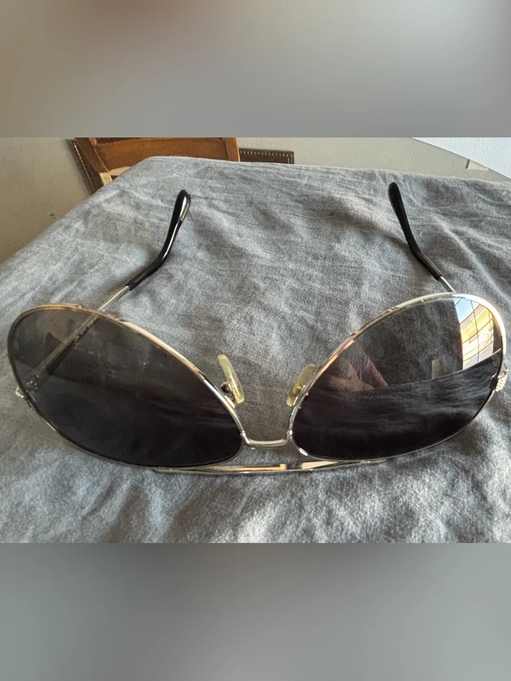 Dunhill Silver Metal Aviator Sunglasses with Dark Gray Lenses